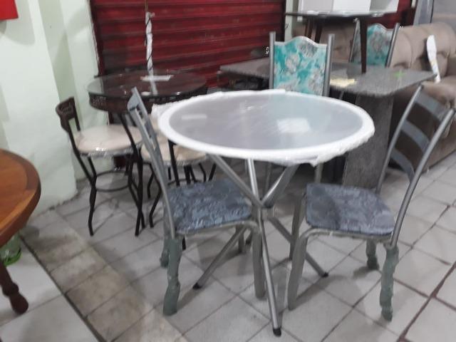 Mesa com tampo de vidro 4 cadeiras-veja na loja fisica - Foto 3