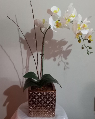 Arranjo de orquídeas Branco em vaso de Ceramica Dourado Com Detalhes -  Objetos de decoração - Jardim Paraíso do Sol, São José dos Campos  1142641044 | OLX