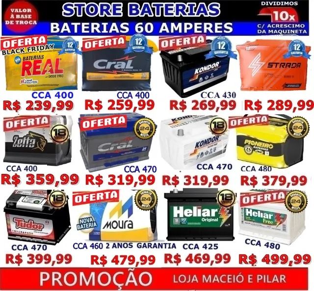 Baterias Diversas Marcas e Amperagens (Entrega e instalação)