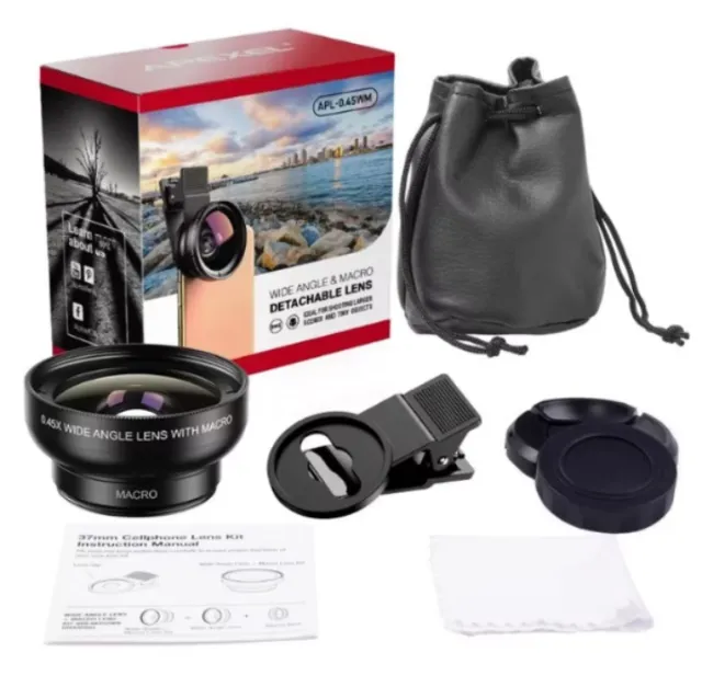 Kit lente para celular 0.45 x Super Wide Angle 12.5 x Macro