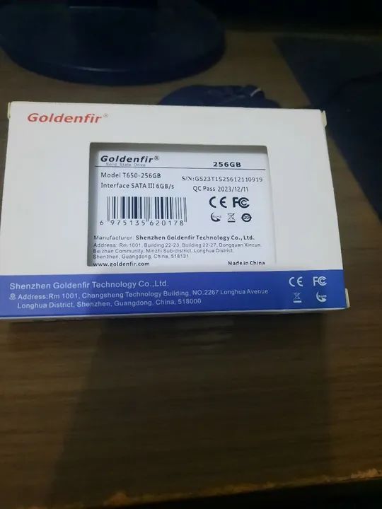 SSD GoldenFir T650 256gb original, novo. Envio.