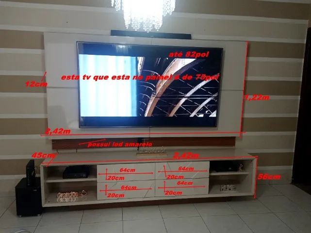PAINEL RACK HOME PARA TV ATÉ 82P LUXO LINDO BARATO USADO - Foto 2