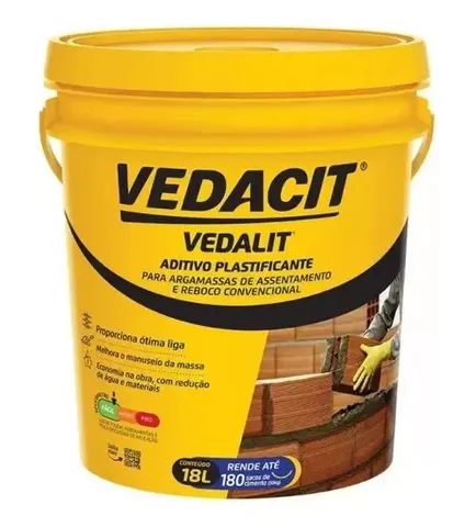 Aditivo Plastificante para Mortero de Asentamiento Vedalit Cubo de 18 Litros Vedacit64994169888641120
