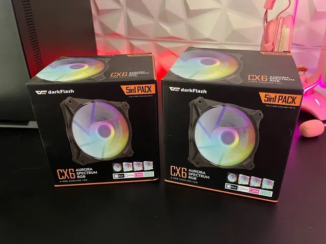 Kit 5 Ventoinhas Aigo DarkFlesh RGB rosa 120 MM