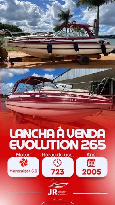 lancha evolution 265 pés  ano 2005 com 723hrs mercruiser 5.0 com deck ampliado - Foto 3