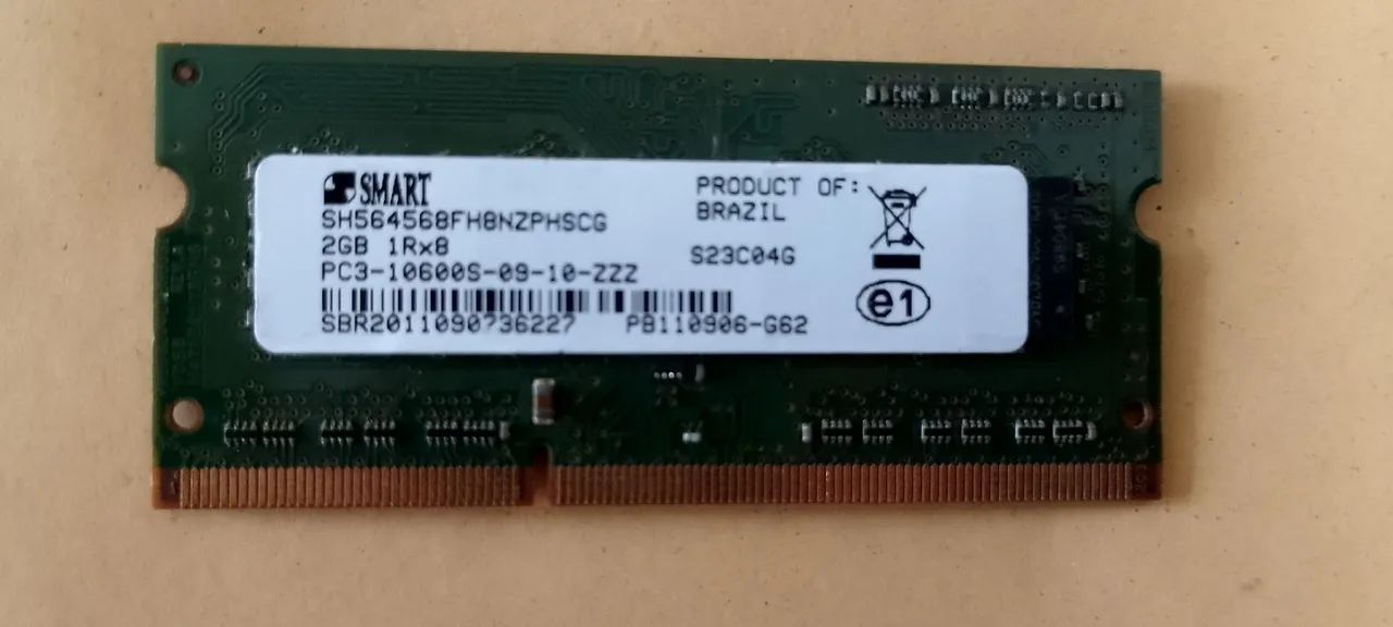 Memória RAM SMART 2GB DDR3 1Rx8 PC3-10600S