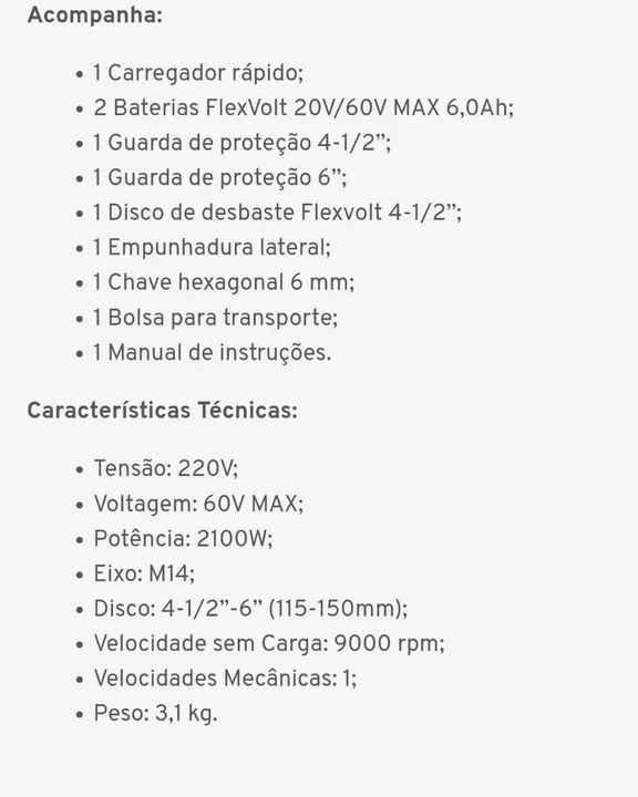 Esmerilhadeira Angular DeWalt 60V MAX 4 1/2'' - Foto 4