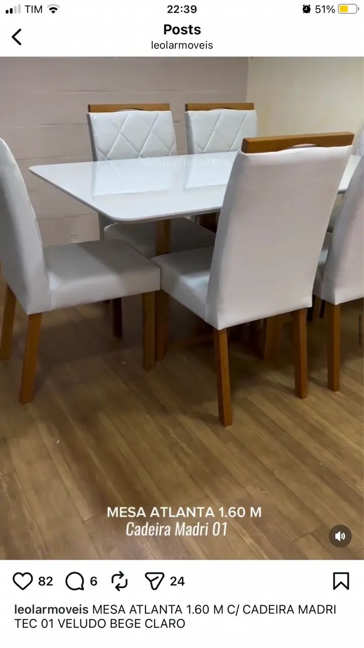 Mesa com 6 cadeiras 