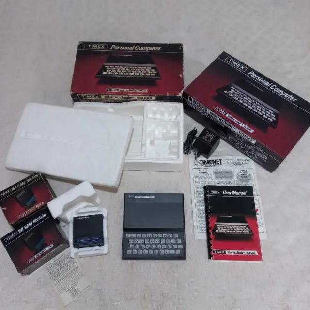 Clássico Timex Sinclair 1000 + Sinclair 1016 16K RAM Module com Caixas 