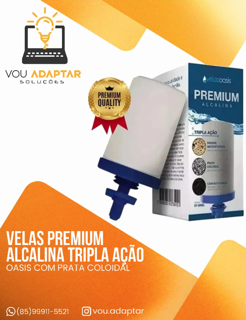 Velas para Filtro de Barro Premium Tripla Ação Prata Coloidal Ph Alcalino temos boia