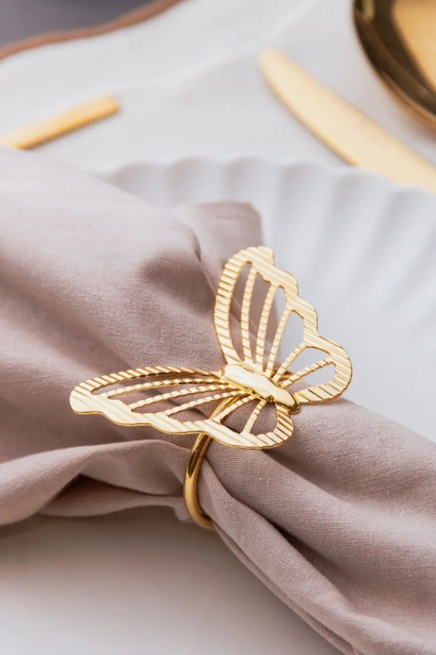6 Anéis Para Guardanapos Butterfly Wolff Dourado ou Prateado Metal - Foto 5