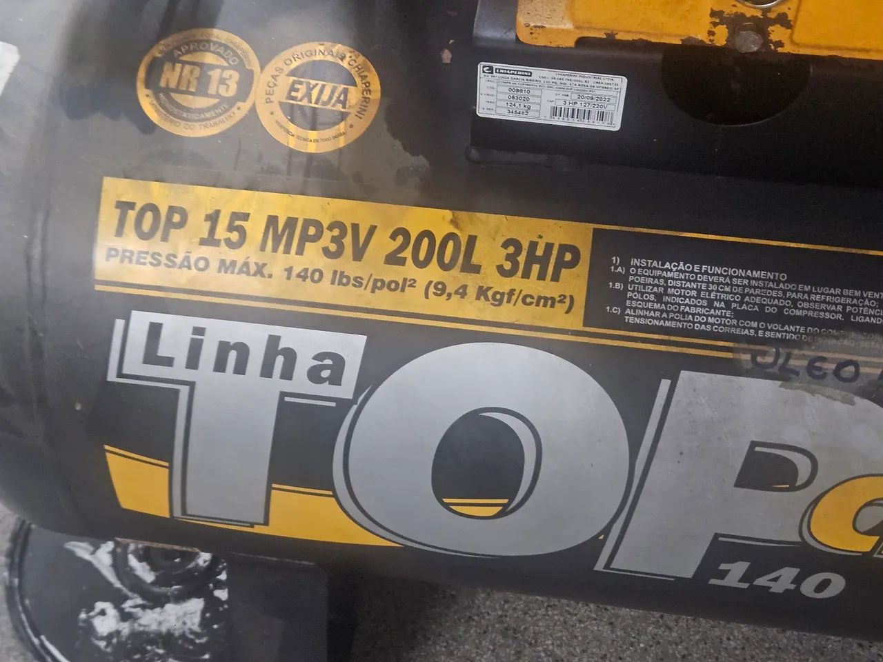 Compressor de ar TOP 15 MP3V 200L 3HP - Foto 5