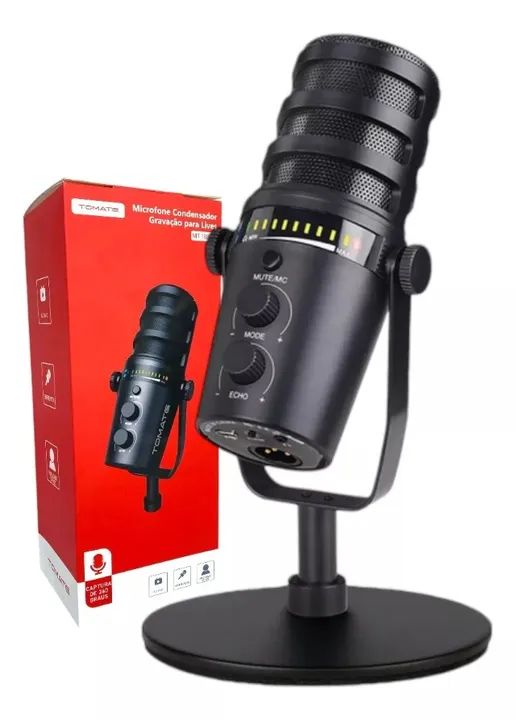 Microfone Condensador Hipercardióide Tomate MT 1080R Para Live E Podcast Tipo C/XLR