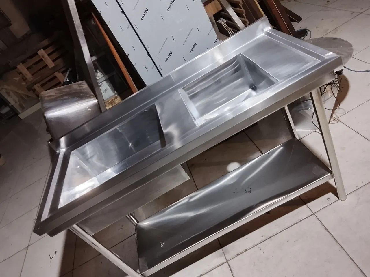 Pia Industrial de Aço Inox com Cuba e Grelha - Foto 3