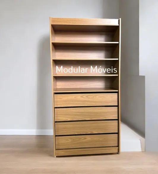 Estante Prateleira com 4 Gavetas - MDF Amadeirado