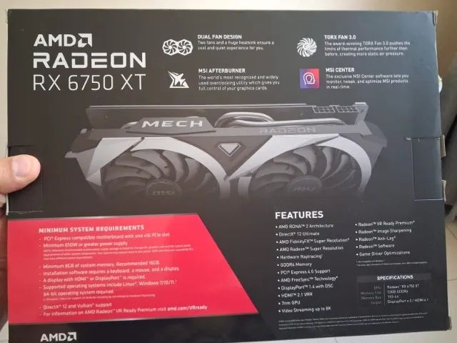 VGA AMD Radeon RX 6750 XT 12GB - MSI Mech 2X OC Edition - Foto 2