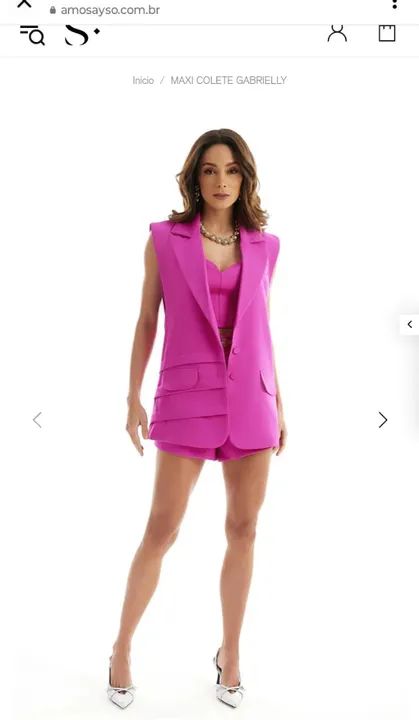 Colete feminino rosa - Tamanho P