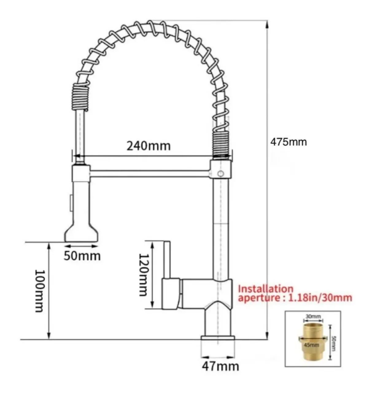 Torneira para cozinha Inox escovado  - Foto 3