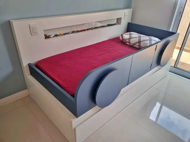 Bicama Infantil Com Cama Auxiliar - Formato de Carro
