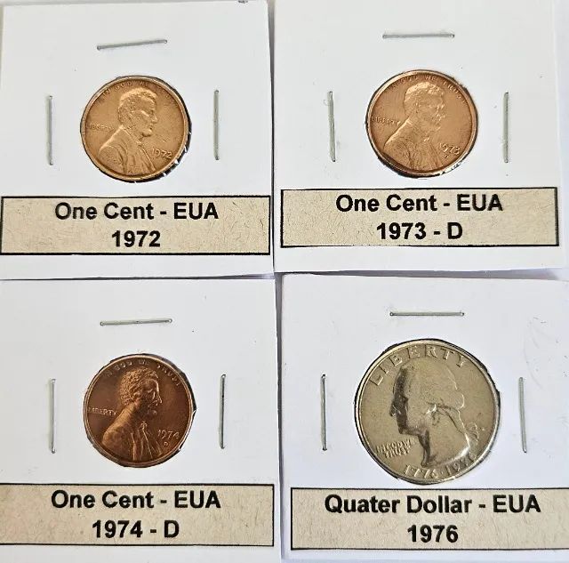 Conjunto Moedas EUA - One Cent - Quarter Dollar - Vários Anos. - Foto 4