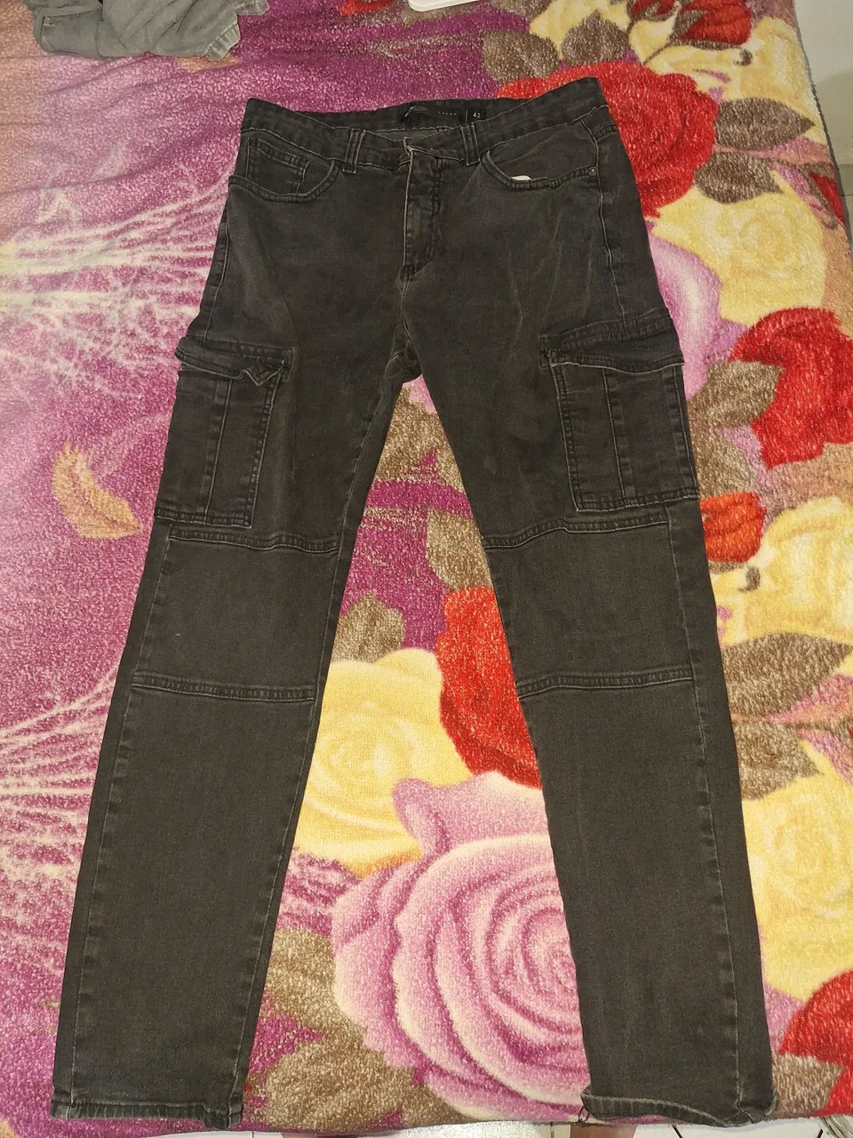 Calça Cargo Jeans Preta