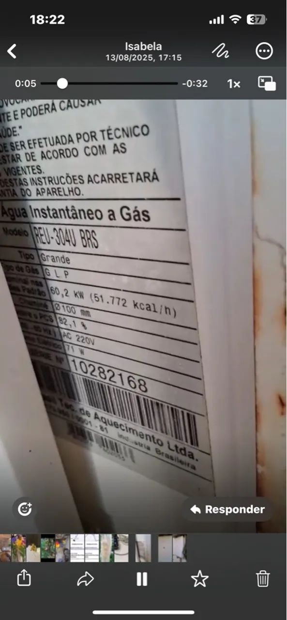 Aquecedor de água a gás 