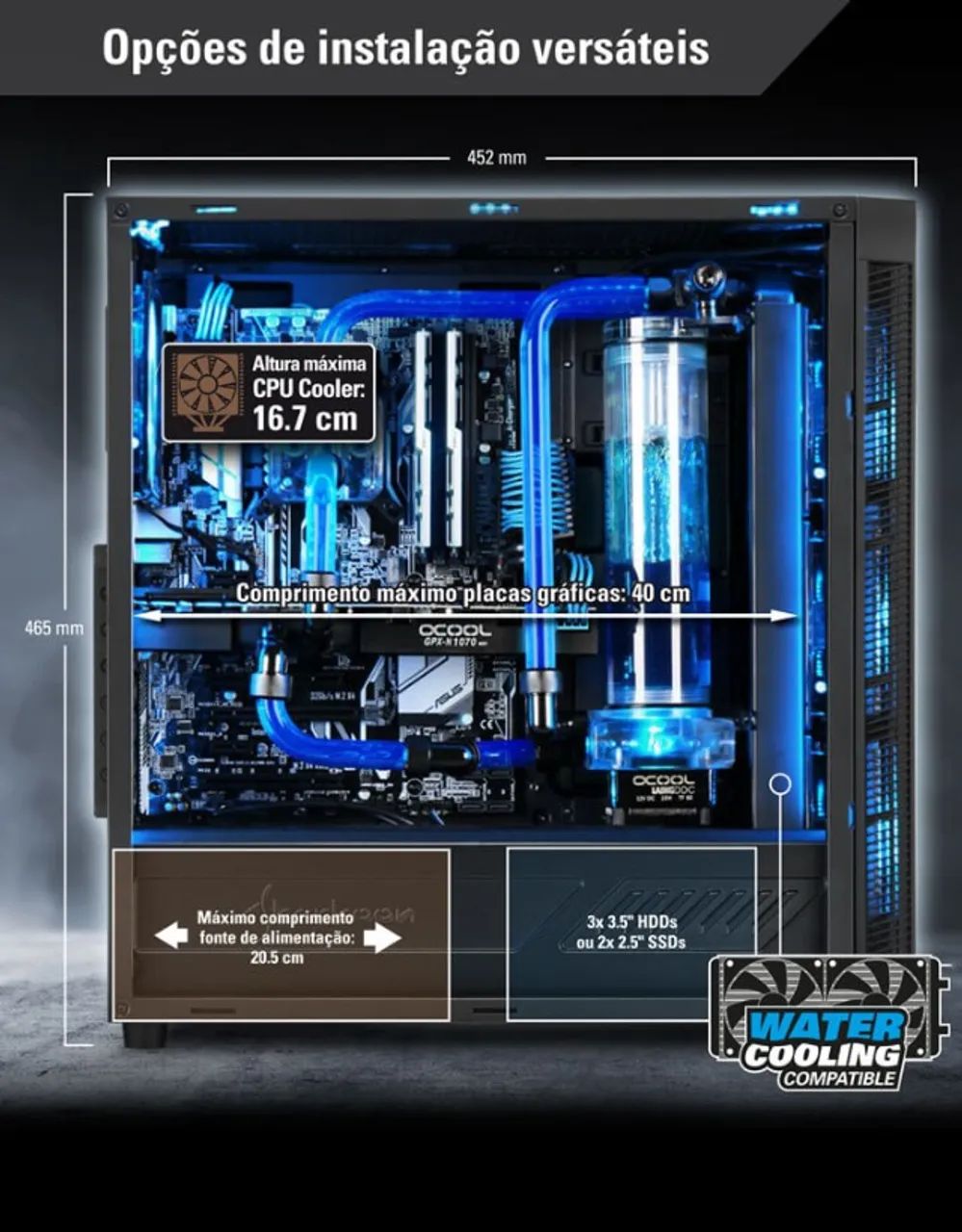 Gabinete Sharkoon TG5 (+ 4x Fans com LED Branca) Gamer - Foto 2