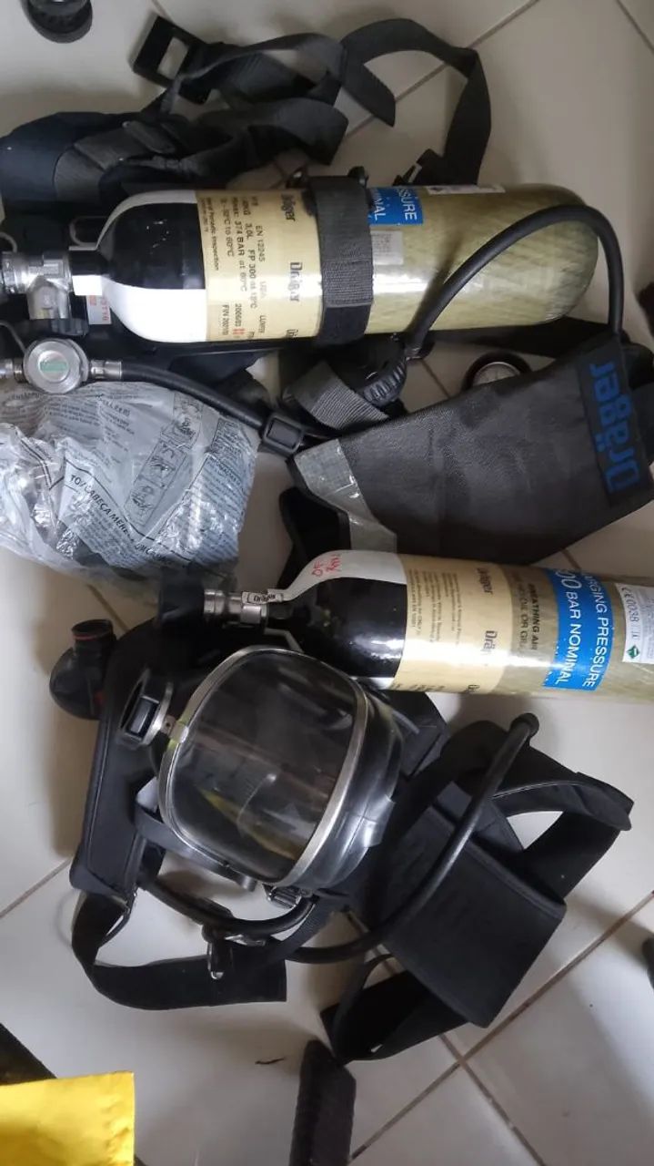 Arreio EPR manômetro valvula com máscara e cilindro de aço