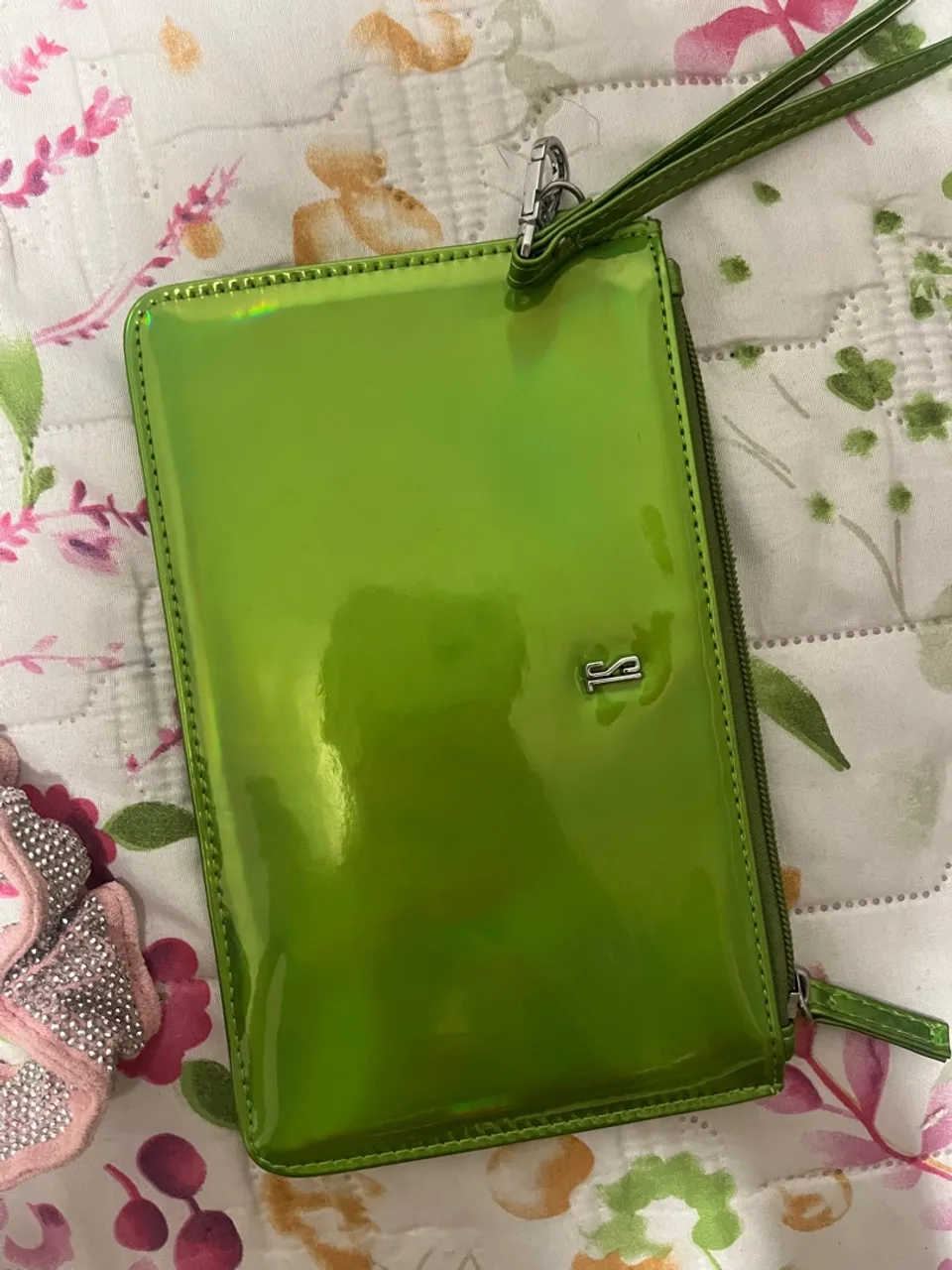 Bolsa de mão verde com alça de punho Clutch