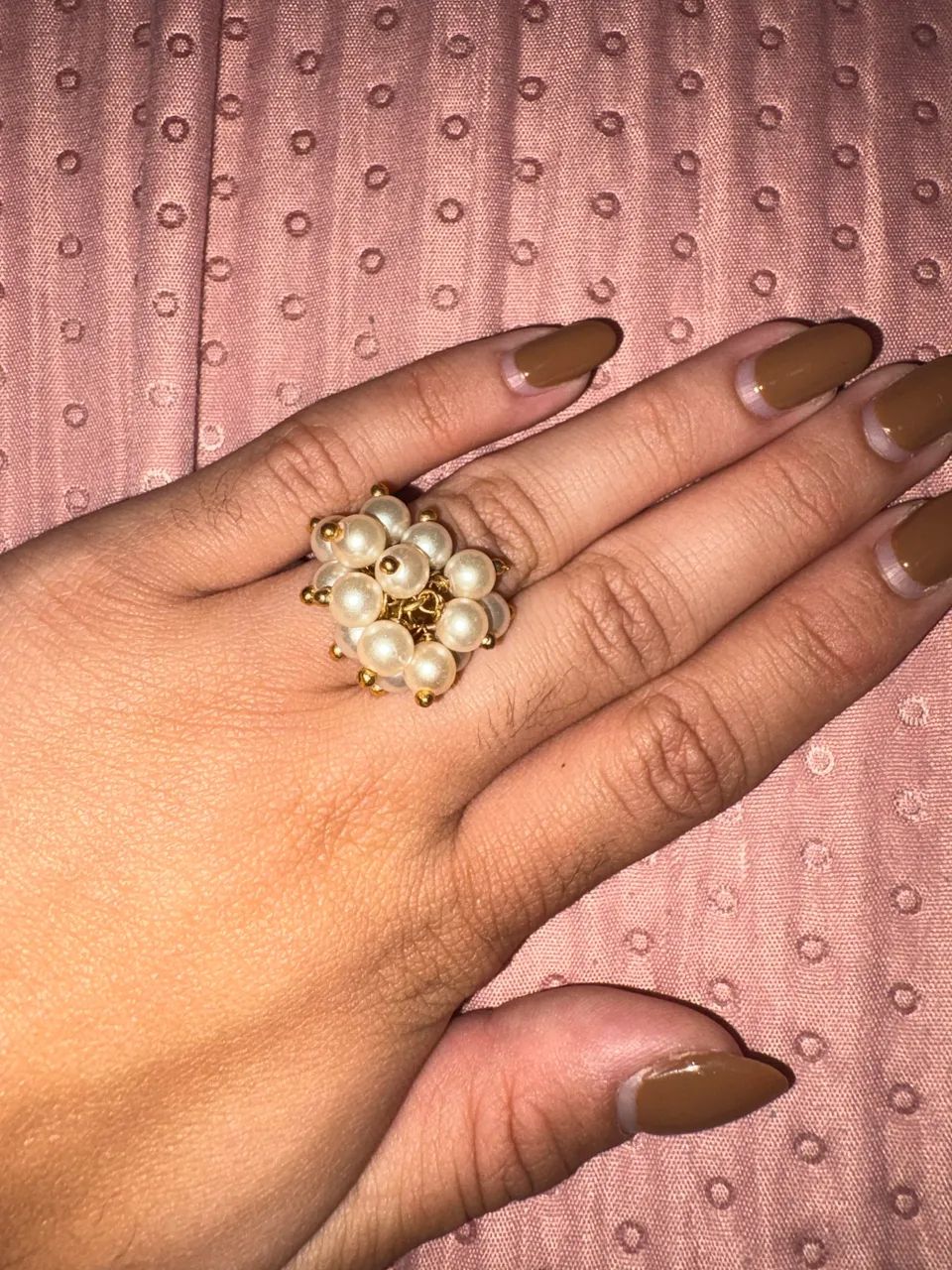 Anel banhado a ouro com pérolas  - Foto 5