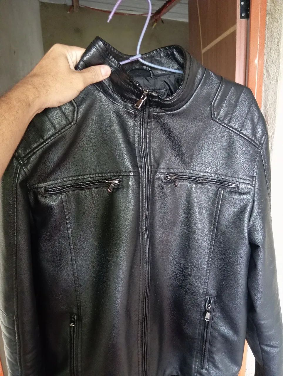 Casaco de couro sintético masculino  - Foto 5
