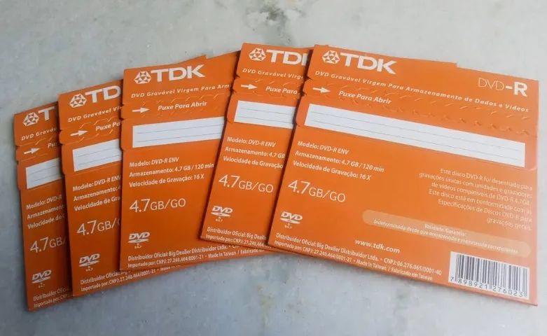 5 DVD-R - TDK (120 min ou 4,7 GB) - 16X - LACRADOS - Foto 2