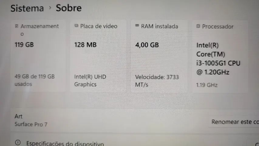 Microsoft Surface Pro 7 - 2 em 1 Tablet e Notebook 12,3 4gb Ram 120gb Ssd - Foto 5