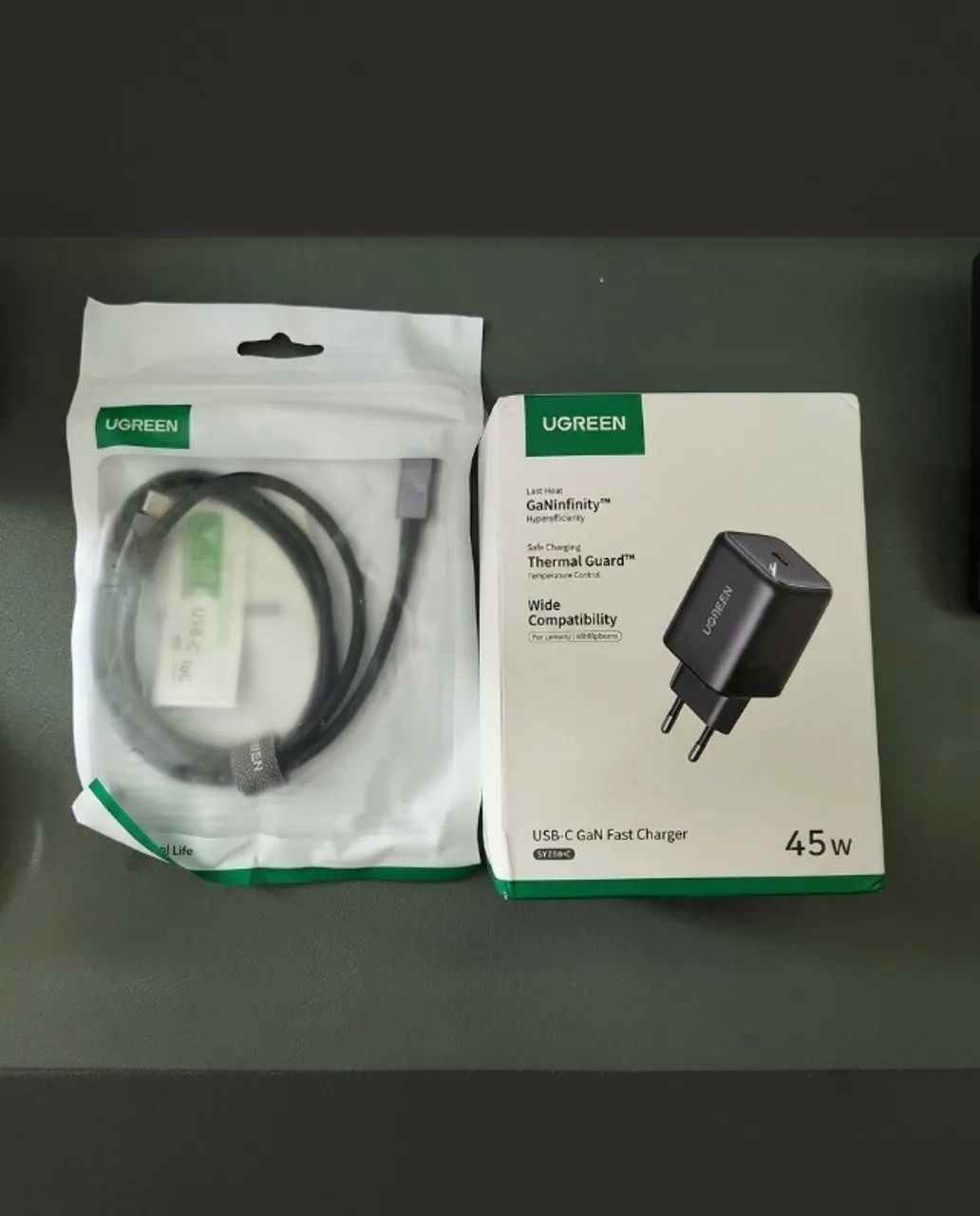  Kit Carregador Ugreen GaN 45W + Cabo USB-C 100W