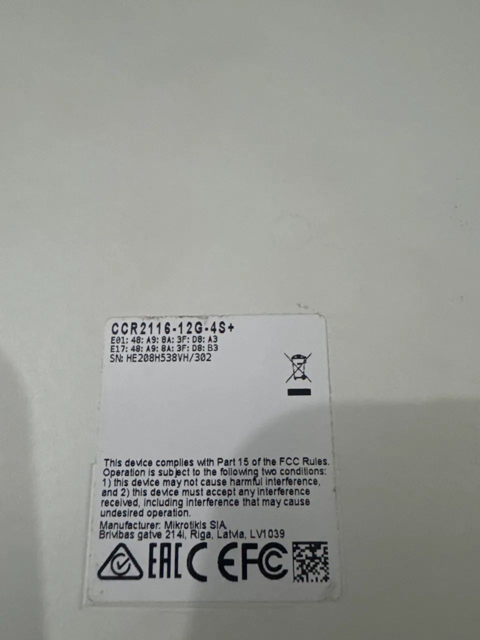 MikroTik CCR2116-12G-4S+