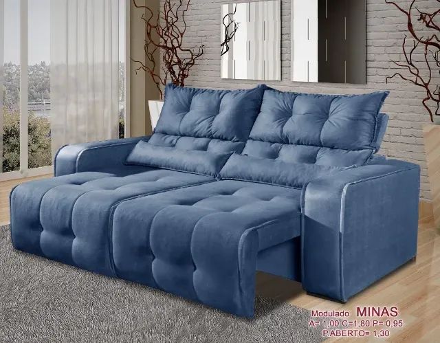 Sofá Minas 2 Lugares Retrátil e Reclinável Tecido Suede Bege 180cm - Foto 3