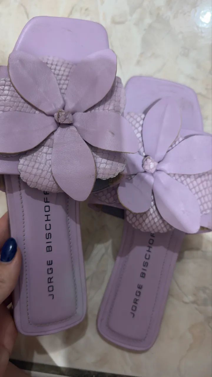 Rasteira Jorge Bischoff Lilás com Flores - Foto 2