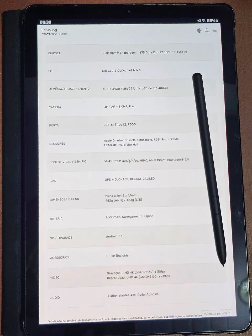 Tablet Samsung barato Galaxy Tab S4 com caneta Spen e capa teclado - Foto 2