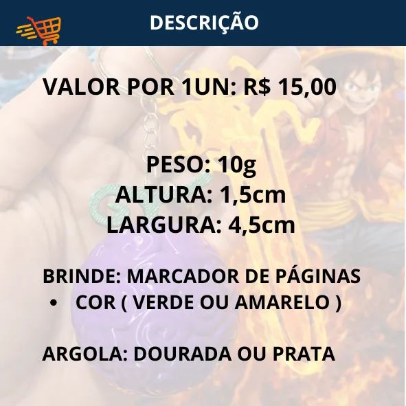 CHAVEIRO ONE PIECE - CHAPEU DO LUFFY - BRINDE - FACILITO ENTREGA - Foto 4