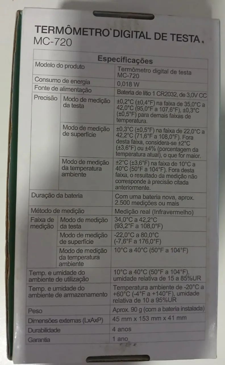 Termômetro Digital de Testa Omron modelo MC-720 - Foto 2