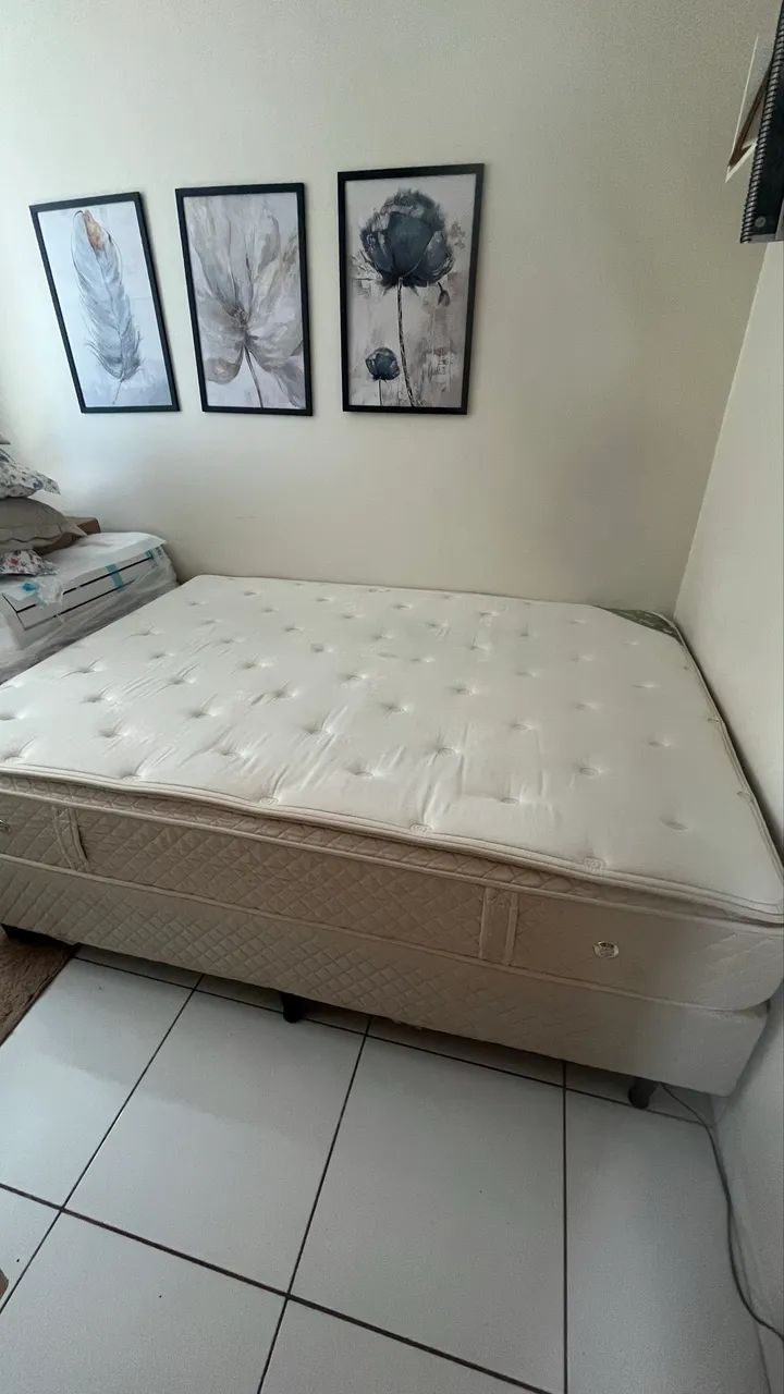 Cama casal Ecoflex - usada (Box e colchão) 