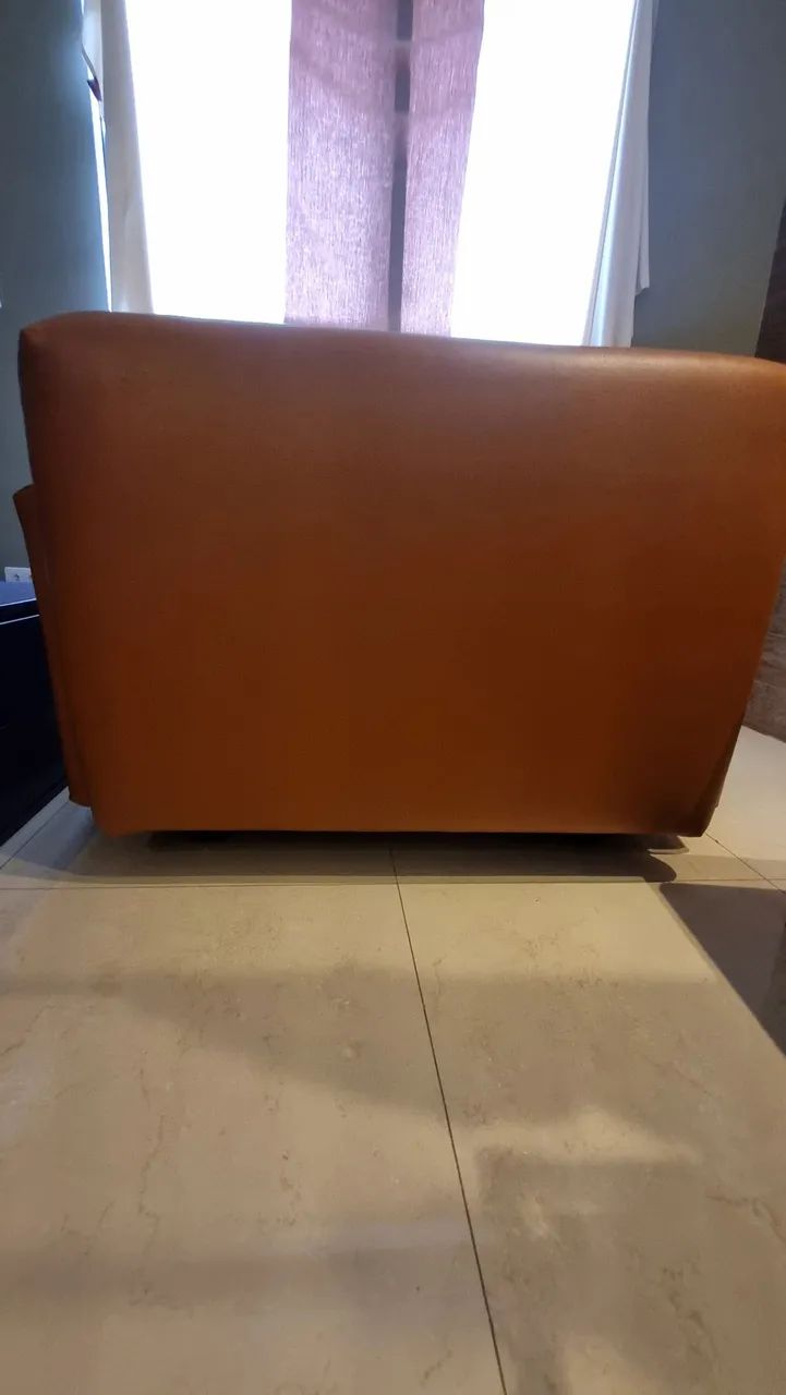 Poltrona couro marrom padrão mini sofa para reforma tapeceiro  - Foto 5
