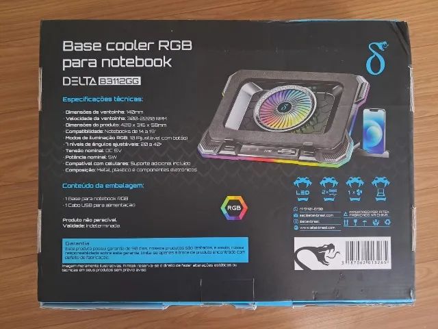 Cooler Rgb Para Notebook Com Suporte Celular - Foto 4