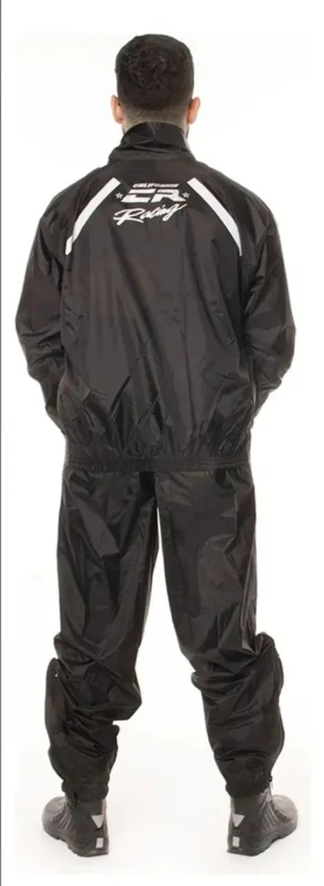 California Racing Rain Suit for Motorcycle Delivery Riders, Size GG, Black
