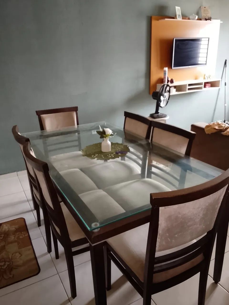 Mesa de vidro 6 lugares 