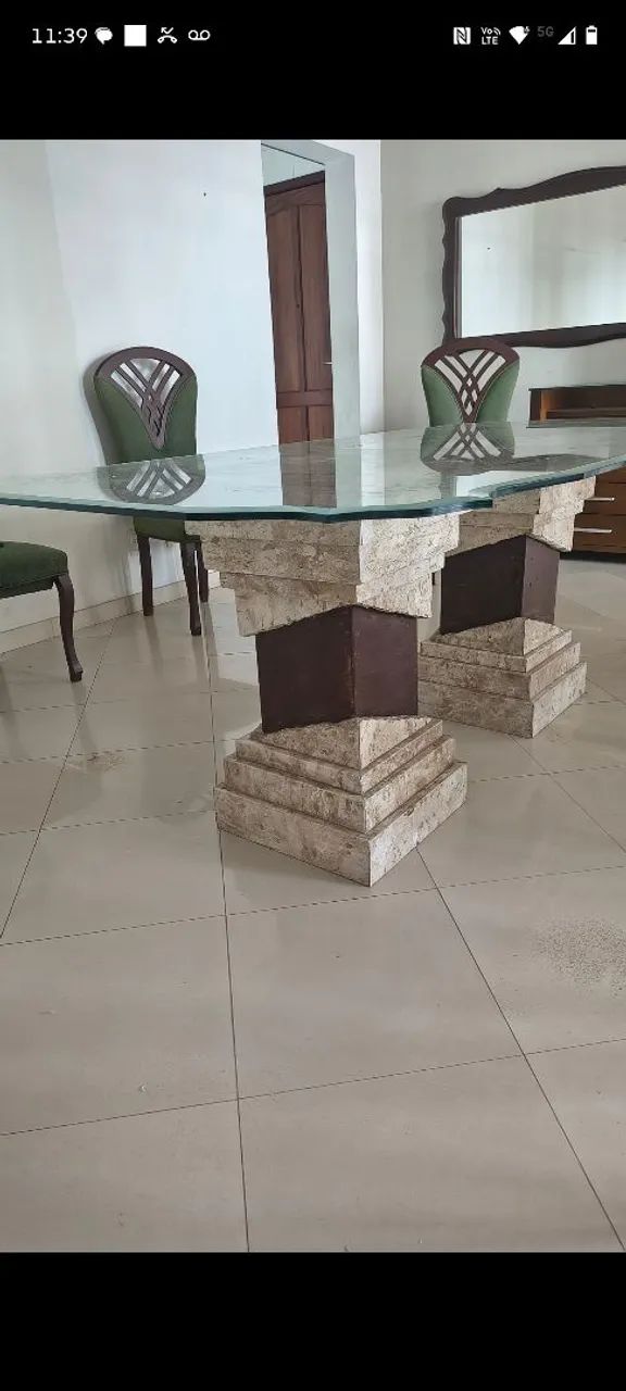 Mesa mármore com vidro estilo Jacaúna. 2.000,00 - Foto 2