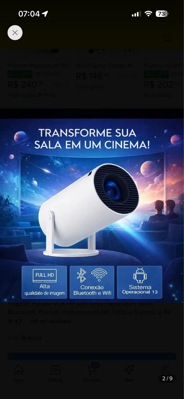 Projetor cinema em casa