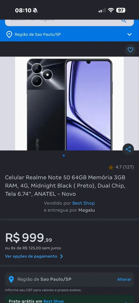 Celular realme note 50 rmx3834