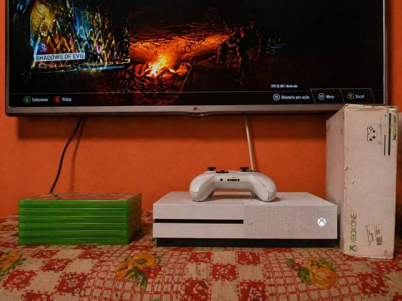 Xbox One S 1TB + 1 Controle + Jogos + Caixa - Completo