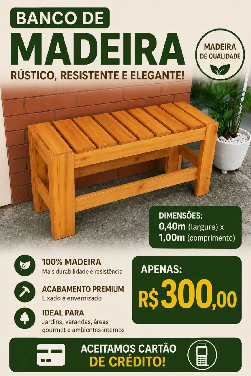 Banco de madeira rústica 